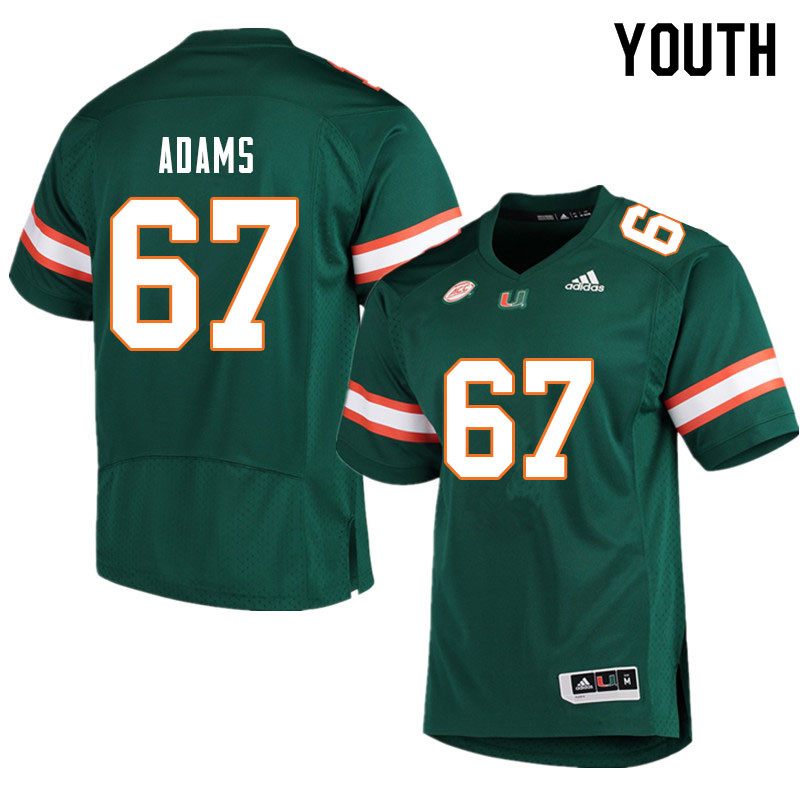 Youth #67 Gavin Adams Miami Hurricanes College Football Jerseys Sale-Green - Click Image to Close